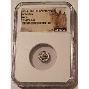 Hungary - Middle Ages - Coloman (1095-1116) Silver Denar MS61 NGC
